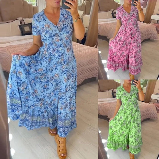 💃Hot Sale 49% OFF🔥Free Shipping - Floral Print V-neck Dress