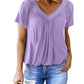 🎁Hot Sale 60% OFF⏳Women's Casual Pleated V-Neck Short-Sleeve Top