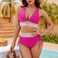 🔥Last Day Special Price £12.99!!💥👙High Waisted Tummy Control Colour Block Bikini Sets