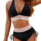 🔥Last Day Special Price £12.99!!💥👙High Waisted Tummy Control Colour Block Bikini Sets