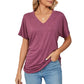 💕Hot Promotion - Buy 3 Pay 2🌷V-Neck Solid Colour Loose Ladies Tops✨