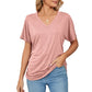 💕Hot Promotion - Buy 3 Pay 2🌷V-Neck Solid Colour Loose Ladies Tops✨