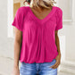 🎁Hot Sale 60% OFF⏳Women's Casual Pleated V-Neck Short-Sleeve Top