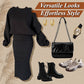 💖Limited Sale 50% OFF💖Women's Slanted Shoulder Sweatshirt & Sleeveless Dress Set