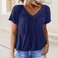 💖LAST DAY SALE 50% OFF💷✨Women's Casual Pleated V-Neck Short-Sleeve Top